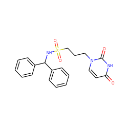 O=c1ccn(CCCS(=O)(=O)NC(c2ccccc2)c2ccccc2)c(=O)[nH]1 ZINC000116100626