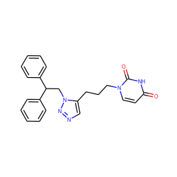 O=c1ccn(CCCc2cnnn2CC(c2ccccc2)c2ccccc2)c(=O)[nH]1 ZINC000095552118