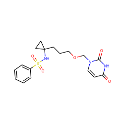 O=c1ccn(COCCCC2(NS(=O)(=O)c3ccccc3)CC2)c(=O)[nH]1 ZINC000096172799