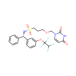 O=c1ccn(COCCCS(=O)(=O)N[C@@H](c2ccccc2)c2cccc(OC(F)(F)C(F)F)c2)c(=O)[nH]1 ZINC000116100213