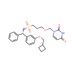 O=c1ccn(COCCCS(=O)(=O)N[C@@H](c2ccccc2)c2cccc(OCC3CCC3)c2)c(=O)[nH]1 ZINC000116100241