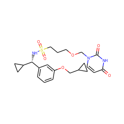 O=c1ccn(COCCCS(=O)(=O)N[C@H](c2cccc(OCC3CC3)c2)C2CC2)c(=O)[nH]1 ZINC000116101285