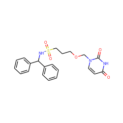 O=c1ccn(COCCCS(=O)(=O)NC(c2ccccc2)c2ccccc2)c(=O)[nH]1 ZINC000116100855