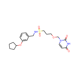 O=c1ccn(COCCCS(=O)(=O)NCc2cccc(OC3CCCC3)c2)c(=O)[nH]1 ZINC000116099495