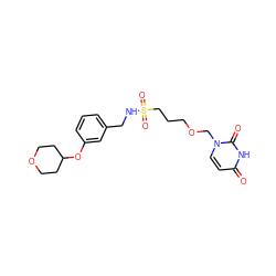 O=c1ccn(COCCCS(=O)(=O)NCc2cccc(OC3CCOCC3)c2)c(=O)[nH]1 ZINC000116101134