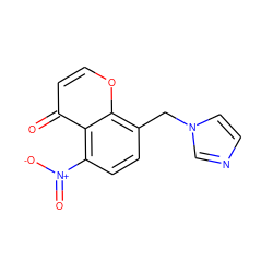 O=c1ccoc2c(Cn3ccnc3)ccc([N+](=O)[O-])c12 ZINC000013861988