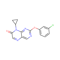 O=c1cnc2cnc(Oc3cccc(Cl)c3)nc2n1C1CC1 ZINC000004238498