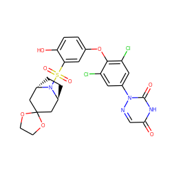 O=c1cnn(-c2cc(Cl)c(Oc3ccc(O)c(S(=O)(=O)N4[C@H]5CC[C@H]4CC4(C5)OCCO4)c3)c(Cl)c2)c(=O)[nH]1 ZINC000100894868