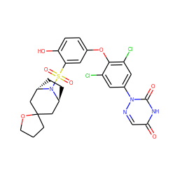 O=c1cnn(-c2cc(Cl)c(Oc3ccc(O)c(S(=O)(=O)N4[C@H]5CC[C@H]4CC4(CCCO4)C5)c3)c(Cl)c2)c(=O)[nH]1 ZINC000100897460