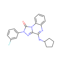 O=c1n(-c2cccc(F)c2)nc2c(NC3CCCC3)nc3ccccc3n12 ZINC000013672081