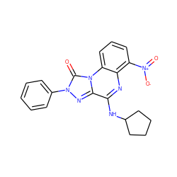 O=c1n(-c2ccccc2)nc2c(NC3CCCC3)nc3c([N+](=O)[O-])cccc3n12 ZINC000040429702