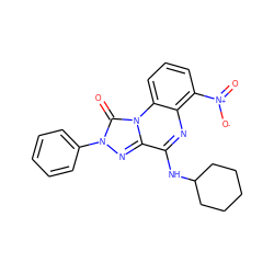 O=c1n(-c2ccccc2)nc2c(NC3CCCCC3)nc3c([N+](=O)[O-])cccc3n12 ZINC000040421927