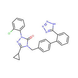 O=c1n(-c2ccccc2Cl)nc(C2CC2)n1Cc1ccc(-c2ccccc2-c2nnn[nH]2)cc1 ZINC000013832654