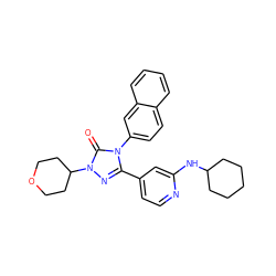 O=c1n(C2CCOCC2)nc(-c2ccnc(NC3CCCCC3)c2)n1-c1ccc2ccccc2c1 ZINC000066252527