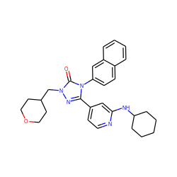 O=c1n(CC2CCOCC2)nc(-c2ccnc(NC3CCCCC3)c2)n1-c1ccc2ccccc2c1 ZINC000066252782