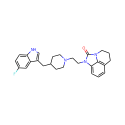 O=c1n(CCN2CCC(Cc3c[nH]c4ccc(F)cc34)CC2)c2cccc3c2n1CCC3 ZINC000000587501