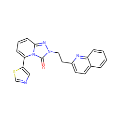 O=c1n(CCc2ccc3ccccc3n2)nc2cccc(-c3cncs3)n12 ZINC000205790712