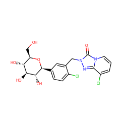 O=c1n(Cc2cc([C@@H]3O[C@H](CO)[C@@H](O)[C@H](O)[C@H]3O)ccc2Cl)nc2c(Cl)cccn12 ZINC000169351506