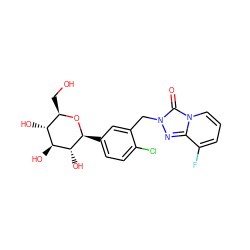 O=c1n(Cc2cc([C@@H]3O[C@H](CO)[C@@H](O)[C@H](O)[C@H]3O)ccc2Cl)nc2c(F)cccn12 ZINC000169351507