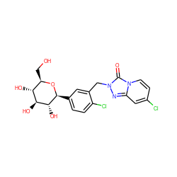 O=c1n(Cc2cc([C@@H]3O[C@H](CO)[C@@H](O)[C@H](O)[C@H]3O)ccc2Cl)nc2cc(Cl)ccn12 ZINC000096175383