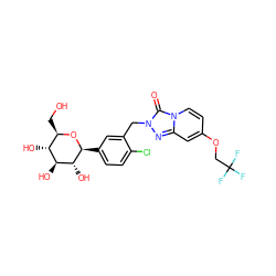 O=c1n(Cc2cc([C@@H]3O[C@H](CO)[C@@H](O)[C@H](O)[C@H]3O)ccc2Cl)nc2cc(OCC(F)(F)F)ccn12 ZINC000169351504