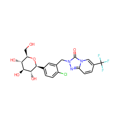 O=c1n(Cc2cc([C@@H]3O[C@H](CO)[C@@H](O)[C@H](O)[C@H]3O)ccc2Cl)nc2ccc(C(F)(F)F)cn12 ZINC000096175384