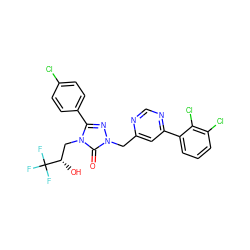 O=c1n(Cc2cc(-c3cccc(Cl)c3Cl)ncn2)nc(-c2ccc(Cl)cc2)n1C[C@H](O)C(F)(F)F ZINC000167410706