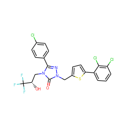 O=c1n(Cc2ccc(-c3cccc(Cl)c3Cl)s2)nc(-c2ccc(Cl)cc2)n1C[C@H](O)C(F)(F)F ZINC000167575671