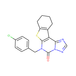 O=c1n(Cc2ccc(Cl)cc2)c2sc3c(c2c2ncnn12)CCCC3 ZINC000002890884