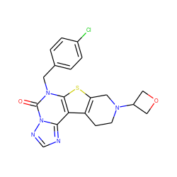 O=c1n(Cc2ccc(Cl)cc2)c2sc3c(c2c2ncnn12)CCN(C1COC1)C3 ZINC001772619730