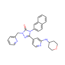 O=c1n(Cc2ccccn2)nc(-c2ccnc(NC3CCOCC3)c2)n1-c1ccc2ccccc2c1 ZINC000066251997