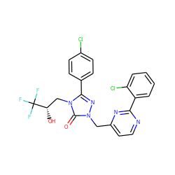 O=c1n(Cc2ccnc(-c3ccccc3Cl)n2)nc(-c2ccc(Cl)cc2)n1C[C@H](O)C(F)(F)F ZINC000167633149