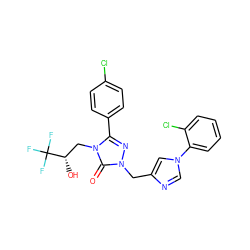 O=c1n(Cc2cn(-c3ccccc3Cl)cn2)nc(-c2ccc(Cl)cc2)n1C[C@H](O)C(F)(F)F ZINC000072316466