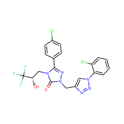 O=c1n(Cc2cn(-c3ccccc3Cl)nn2)nc(-c2ccc(Cl)cc2)n1C[C@H](O)C(F)(F)F ZINC000167321959