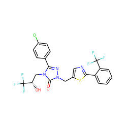 O=c1n(Cc2cnc(-c3ccccc3C(F)(F)F)s2)nc(-c2ccc(Cl)cc2)n1C[C@H](O)C(F)(F)F ZINC000118899786