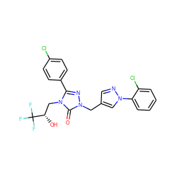 O=c1n(Cc2cnn(-c3ccccc3Cl)c2)nc(-c2ccc(Cl)cc2)n1C[C@H](O)C(F)(F)F ZINC000118908251