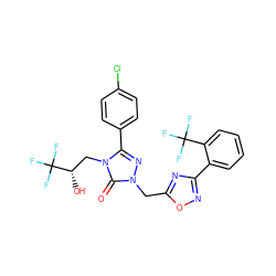 O=c1n(Cc2nc(-c3ccccc3C(F)(F)F)no2)nc(-c2ccc(Cl)cc2)n1C[C@H](O)C(F)(F)F ZINC000118907650