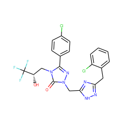 O=c1n(Cc2nc(Cc3ccccc3Cl)n[nH]2)nc(-c2ccc(Cl)cc2)n1C[C@H](O)C(F)(F)F ZINC000072316468