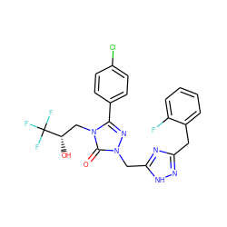 O=c1n(Cc2nc(Cc3ccccc3F)n[nH]2)nc(-c2ccc(Cl)cc2)n1C[C@H](O)C(F)(F)F ZINC000072316469