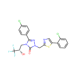 O=c1n(Cc2ncc(-c3ccccc3Cl)s2)nc(-c2ccc(Cl)cc2)n1C[C@H](O)C(F)(F)F ZINC000167544563