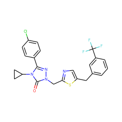 O=c1n(Cc2ncc(Cc3cccc(C(F)(F)F)c3)s2)nc(-c2ccc(Cl)cc2)n1C1CC1 ZINC000167651738