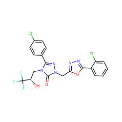 O=c1n(Cc2nnc(-c3ccccc3Cl)o2)nc(-c2ccc(Cl)cc2)n1C[C@H](O)C(F)(F)F ZINC000141464091