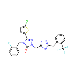 O=c1n(Cc2nnc(Cc3ccccc3C(F)(F)F)[nH]2)nc(-c2ccc(Cl)s2)n1Cc1ccccc1F ZINC000167530590