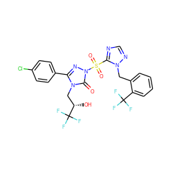 O=c1n(S(=O)(=O)c2ncnn2Cc2ccccc2C(F)(F)F)nc(-c2ccc(Cl)cc2)n1C[C@H](O)C(F)(F)F ZINC000118902662