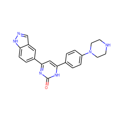 O=c1nc(-c2ccc3[nH]ncc3c2)cc(-c2ccc(N3CCNCC3)cc2)[nH]1 ZINC000040424360