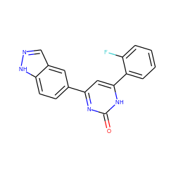 O=c1nc(-c2ccc3[nH]ncc3c2)cc(-c2ccccc2F)[nH]1 ZINC000040424134