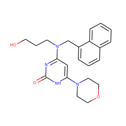 O=c1nc(N(CCCO)Cc2cccc3ccccc23)cc(N2CCOCC2)[nH]1 ZINC000095557492