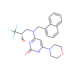 O=c1nc(N(Cc2cccc3ccccc23)C[C@H](O)C(F)(F)F)cc(N2CCOCC2)[nH]1 ZINC000095557152