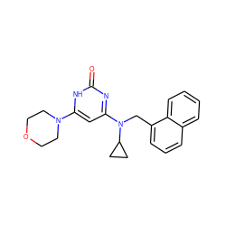 O=c1nc(N(Cc2cccc3ccccc23)C2CC2)cc(N2CCOCC2)[nH]1 ZINC000095555372