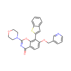 O=c1nc(N2CCOCC2)oc2c(-c3cc4ccccc4s3)c(OCc3cccnc3)ccc12 ZINC001772624077